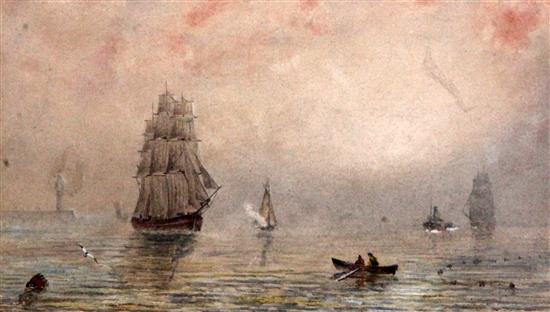 Joseph Henderson (1832-1908) Shipping on a calm sea, 4 x 6.75in.